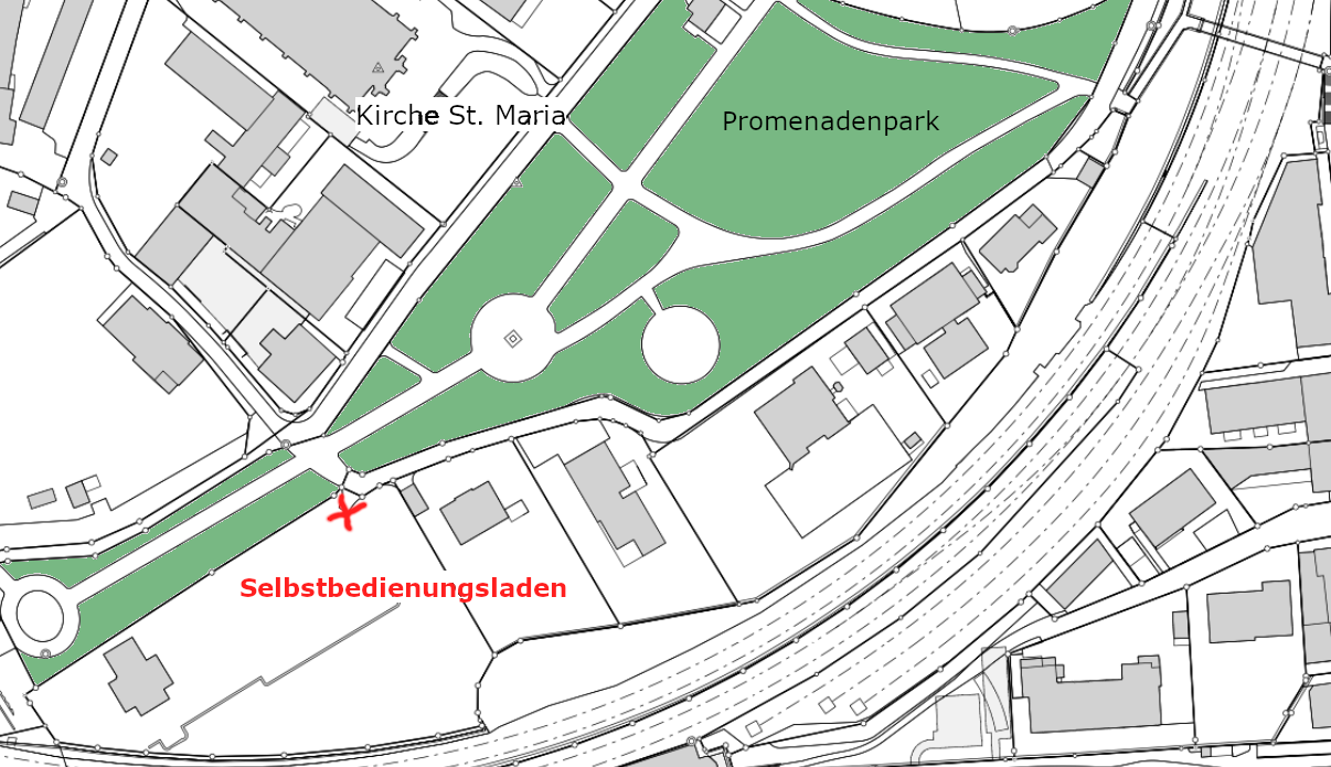Lageplan Selbstbedienungsladen am Promenadenpark, Schaffhausen